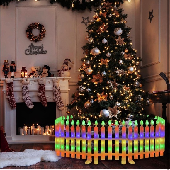Solar☀️Lighted💡Garden Fence Christmas Tree🎄Fence Lights 10FT 336LED 8 Modes - Picture 8 of 9